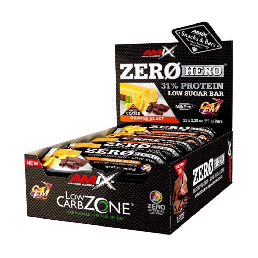 AMIX BARRITAS TM ZERO 31% PROTEIN 15X65 NARANJA